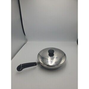 1801 REVERE WARE 10" Skillet Frying Pan COPPER CLAD Clinton ILL USA-83 With Lid